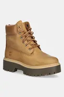 Nubukové workery Timberland Stone Street 6 Inch Lace Up Waterproof dámské, hnědá barva, na platformě, TB0A2H3CEN11