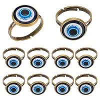 10Pcs Plastic Evil Eye Adjustable Rings Set