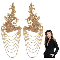 1 Pair PET Flower with Glass Beaded Tassel Epaulettes