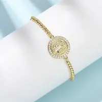 Brass Micro Pave Clear Cubic Zirconia Slider Bracelets for Women
