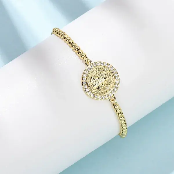 Brass Micro Pave Clear Cubic Zirconia Slider Bracelets for Women