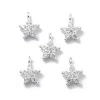 925 Sterling Silver Micro Pave Clear Cubic Zirconia Star Charms