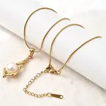 304 Stainless Steel with Acrylic Pearl Shell Shape Pendant Necklaces