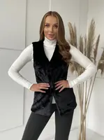 Čierna dámska vesta z polyesteru