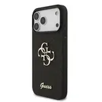 Zadní kryt Guess PU Fixed Glitter 4G Metal Logo pro Apple iPhone 17 Pro Max, černá
