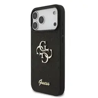 Zadní kryt Guess PU Fixed Glitter 4G Metal Logo pro Apple iPhone 17 Pro Max, černá