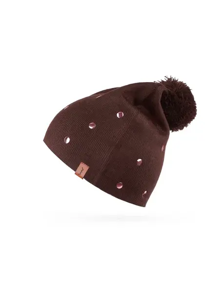 Hnědá čepice Nurit s bambulí