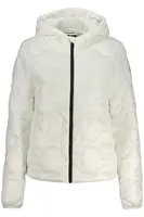 Biela prešívaná bunda s kapucňou