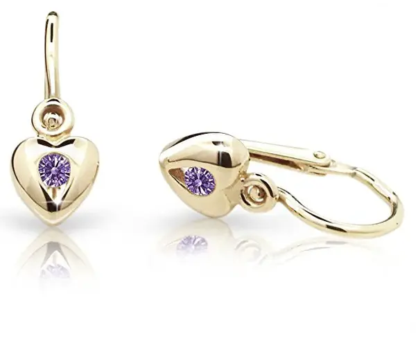Cutie Jewellery Zlaté detské náušnice C1556-10-X-1 fialová