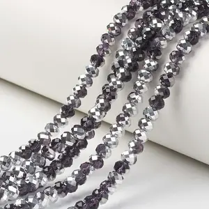 Electroplate Transparent Glass Beads Strands