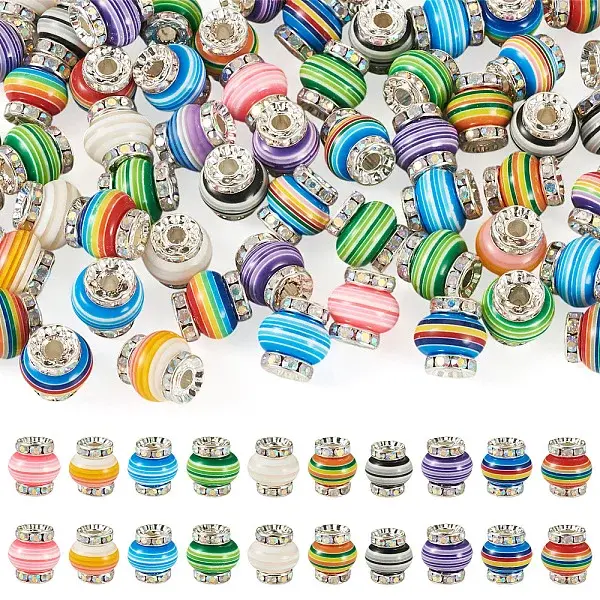 60Pcs Brass Resin Beads