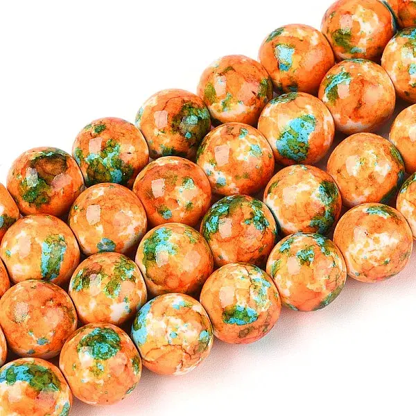 Spray Painted Synthetic Turquoise Beads Strands