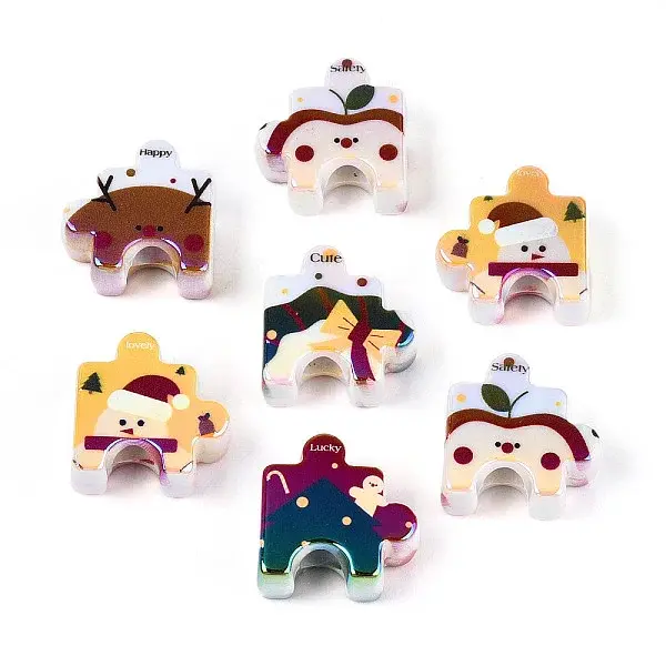 UV Plating Opaque Printed Acrylic European Beads