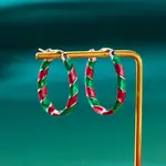 Christmas Alloy Enamel Twist Hoop Earrings