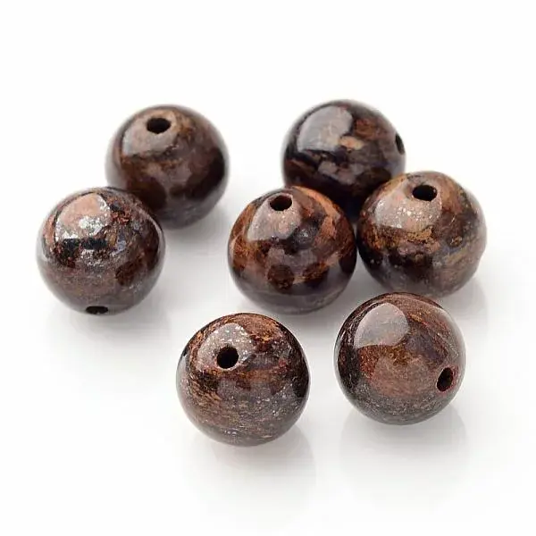 Round Natural Bronzite Beads