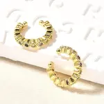 Brass Micro Pave Cubic Zirconia Cuff Earrings