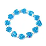 Handmade Millefiori Lampwork & Alloy Heart Beaded Stretch Bracelet