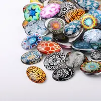 Mosaic Printed Glass Oval Cabochons