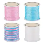 4 Rolls 4 Styles Macaron Color Segment Dyed Nylon Chinese Knotting Cord