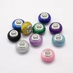 Glitter Powder Handmade Lampwork Large Hole Rondelle European Beads