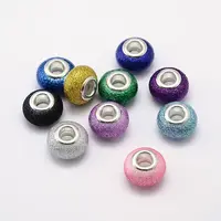 Glitter Powder Handmade Lampwork Large Hole Rondelle European Beads