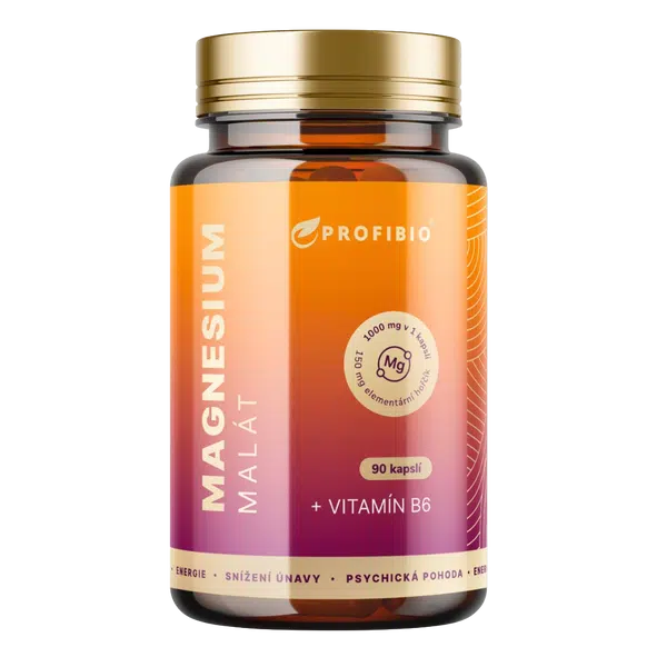 PROFIBIO Magnesium Malate PREMIUM 1000 mg + vitamín B6, 90 kapslí