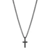 Brosway Módní černý náhrdelník s křížkem Ink BIK20