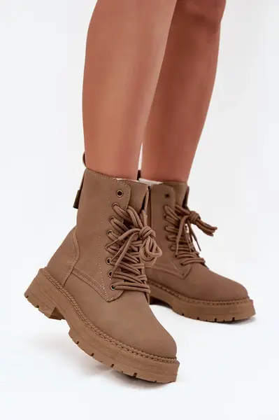 Boto Dámské Botky Workery Na Zip Tmavě Béžové Tirina