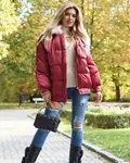 Resti Maroon women's winter jacket with synthetic down fill - Clothing