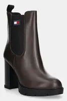Kožené kotníkové boty Tommy Jeans TJW LEATHER HEEL BOOT