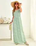 Resti Green women's maxi dress with floral print- Clothing