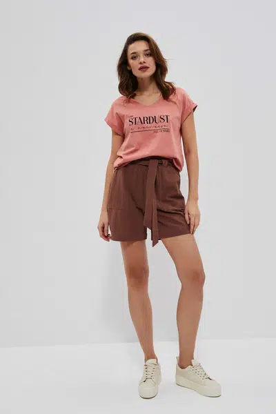 Marisse Plain Cotton Shorts L-Sh-3727 Cold Brown