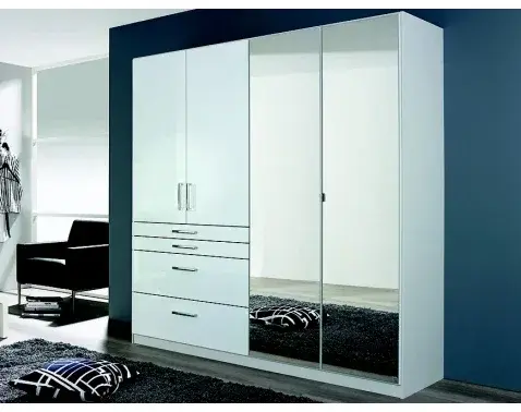 Šatníková skriňa Homburg, 181 cm, biela/lesklá biela%