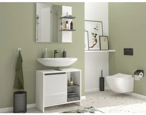 Koupeľňová zostava Metro, biela/šedá%