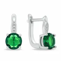 Brilio Silver Luxusné strieborné náušnice so zelenými zirkónmi EA548WG