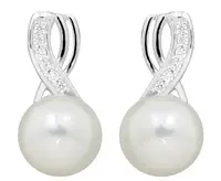Silver Cat Jemné náušnice s perlou a zirkónmi SC398