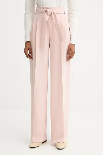 Kalhoty BOSS dámské, černá barva, high waist, 50479405