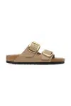 Kožené pantofle Birkenstock Boston Big Buckle dámské, béžová barva, 1030395