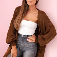 Kesi Włoski Svetr dlouhý kardigan tmavý velbloud