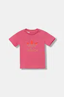 Dětské bavlněné tričko adidas Originals růžová barva, s aplikací, JX9004