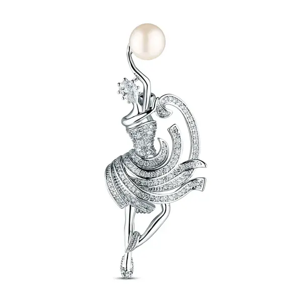 JwL Luxury Pearls Elegantní brož tanečnice s pravou perlou JL0875