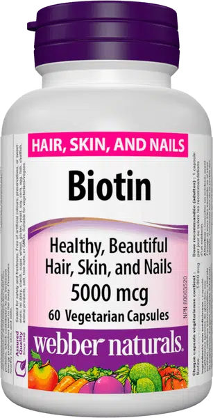 WEBBER NATURALS Biotin 5000 mcg 60 kapslí