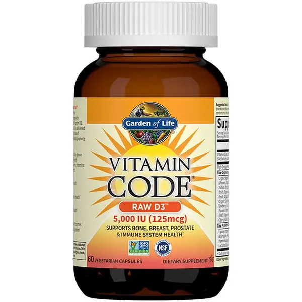 Garden of Life Vitamin Code RAW D3 5000 I.U. kapsle pro podporu imunitního systému a normální stav zubů 60 cps