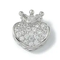 Rack Plating Brass Micro Pave Clear Cubic Zirconia Beads