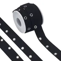 8 Yards Cotton Twill Tape Ribbons with Stainless Steel Eyelets