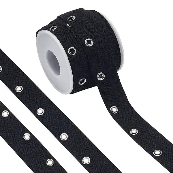 8 Yards Cotton Twill Tape Ribbons with Stainless Steel Eyelets