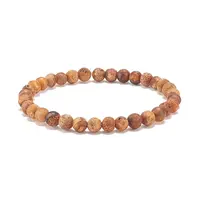 Round Natural Agate Stretch Beaded Bracelets
