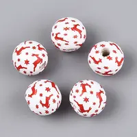 Christmas Spray Painted Schima Wood Beads