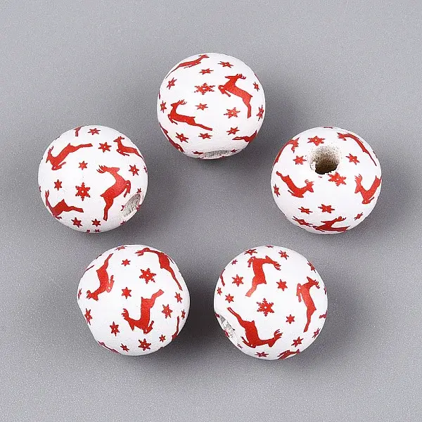 Christmas Spray Painted Schima Wood Beads