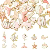 20Pcs 10 Styles Sea Animal Alloy Enamel Pendants